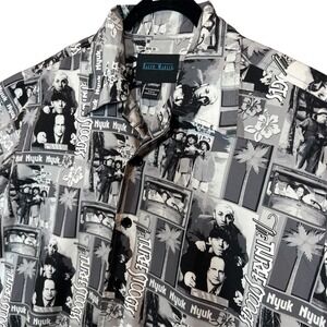 Ralph Marlin‎ The Three Stooges Hawaiian Short Sleeve Shirt XL Black/Gray